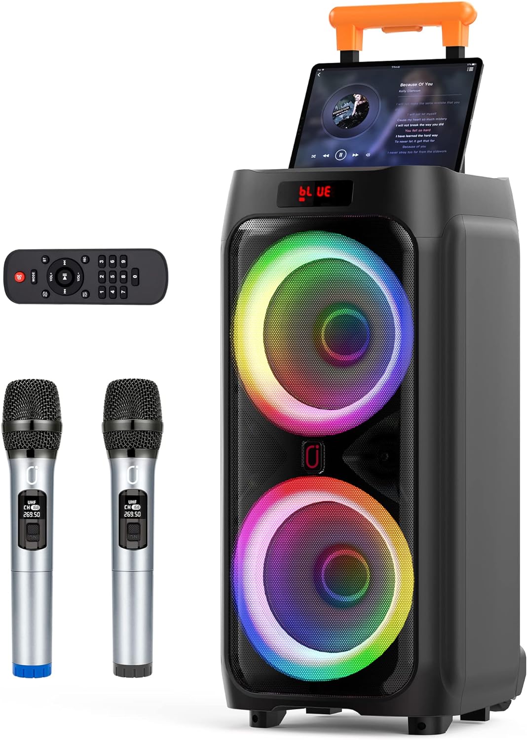 JYX Karaoke Machine with 2 Wireless Microphones for Adults, 8