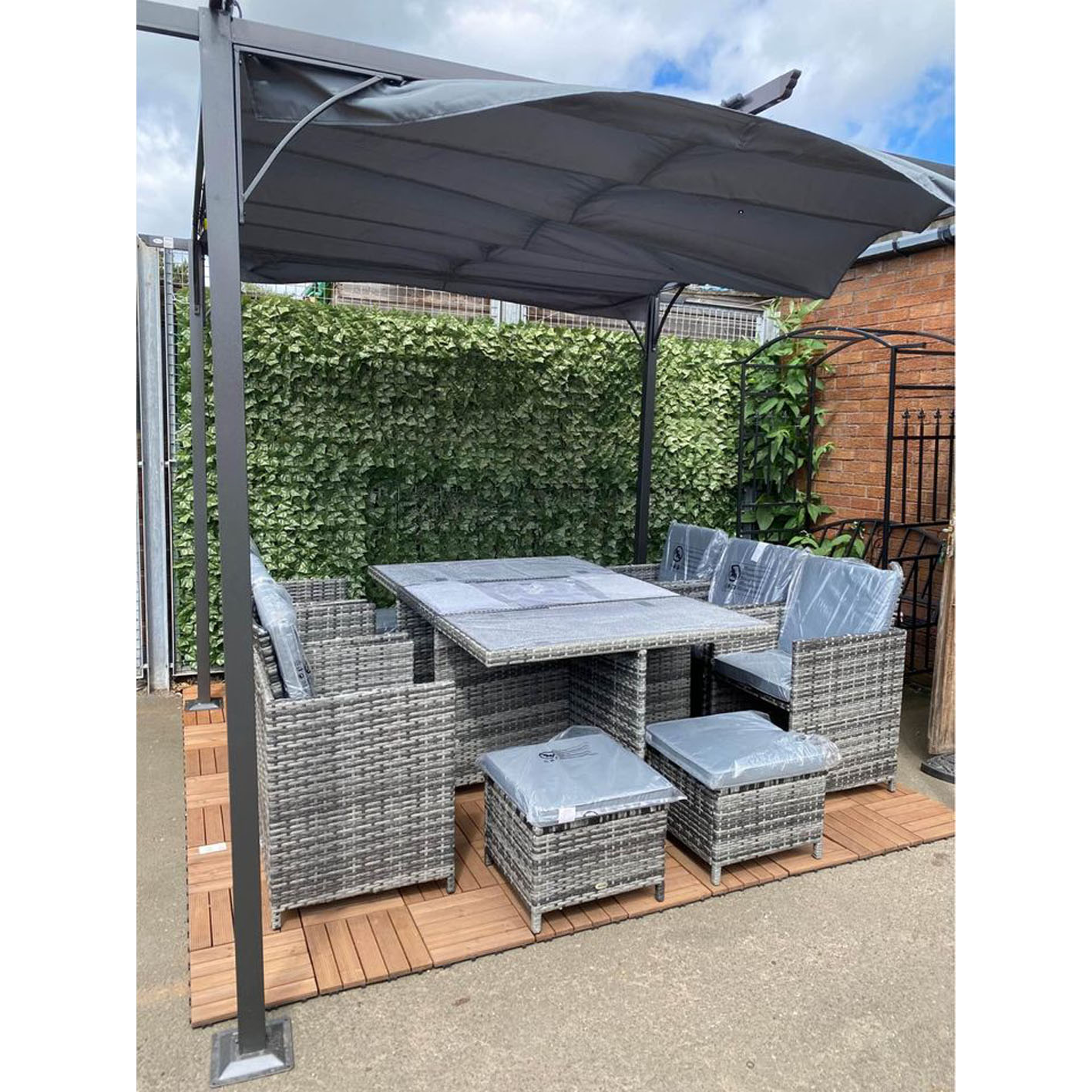 10 seat grey rattan patio garden dining set table and chairs