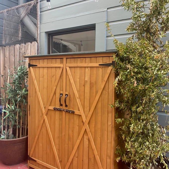 【Storage Shed】4.5x1.5 ft Solid Wood Lean-To Tool Shed