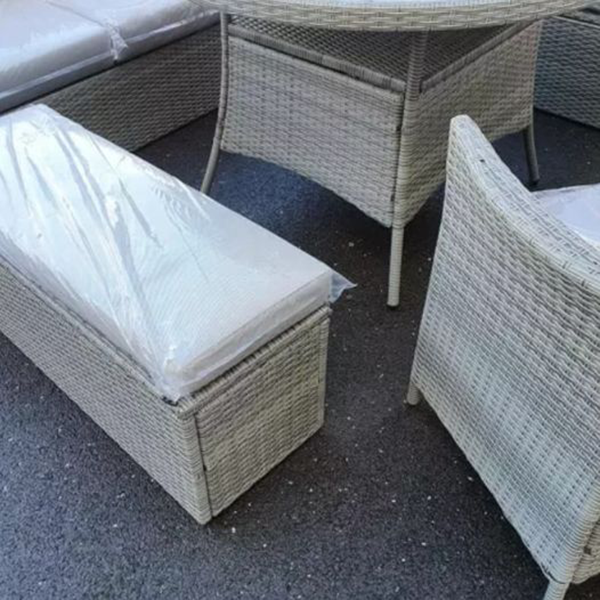 9 seater luxury set of garden furniture in grey rattan