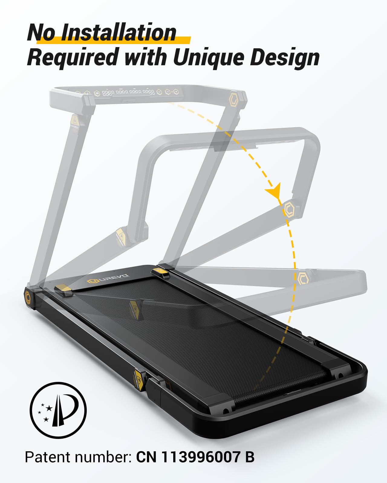 UREVO Treadmill with Desk, 3 in 1 Foldable Treadmill with Removable Desk, Install Free Under Desk Treadmill, 3HP Powerful Walking Treadmill for Office with Remote and 2s Folding