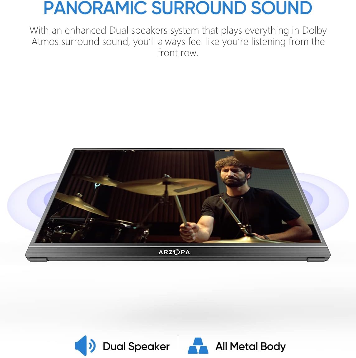 ARZOPA Portable Monitor, S1 Table 15.6'' 1080P FHD Laptop Monitor USB C HDMI Computer Display HDR Eye Care External Screen w/Smart Cover for PC Mac Phone Xbox PS5