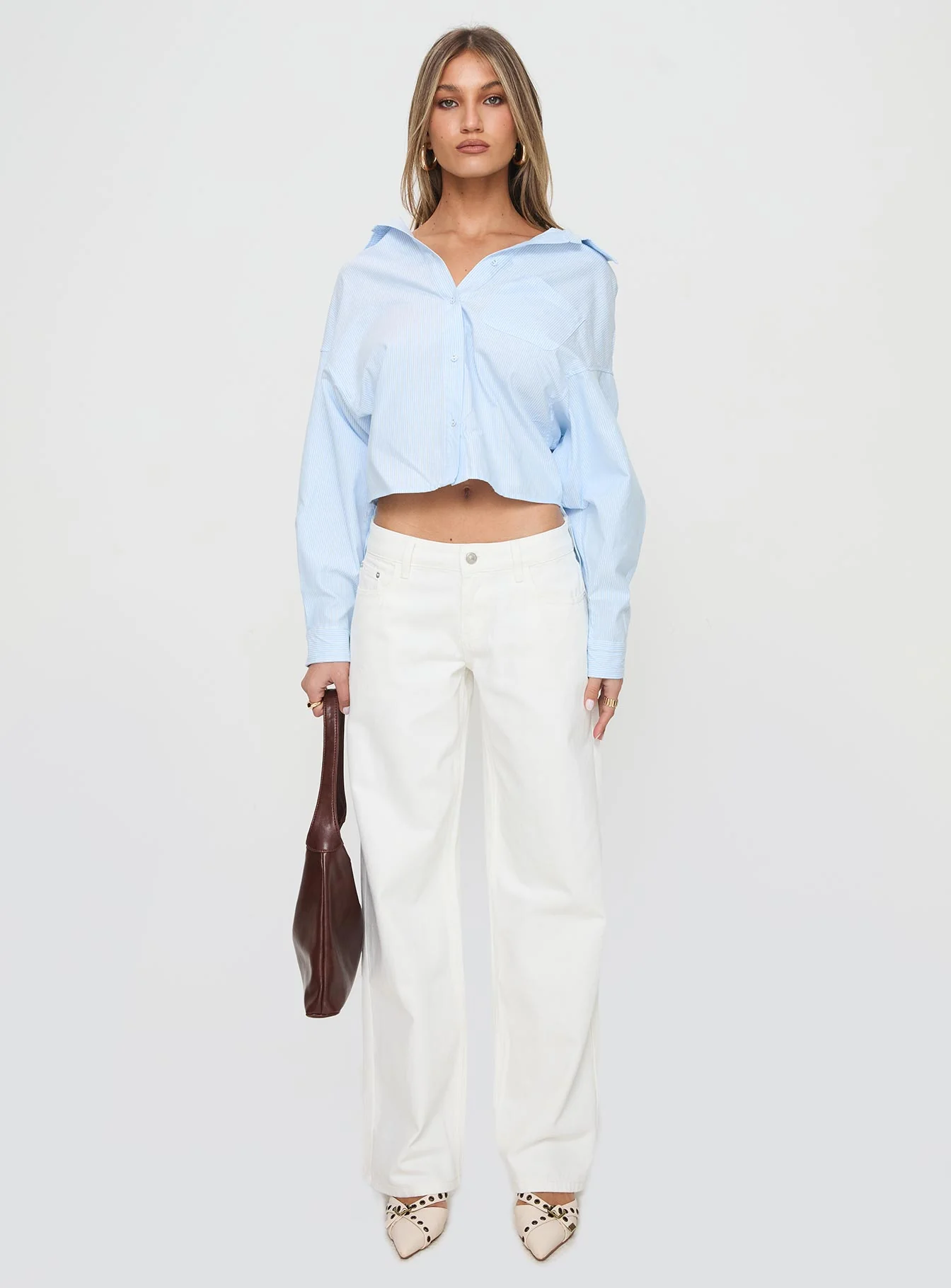 Ellanor Low Rise Slouch Denim Jean White