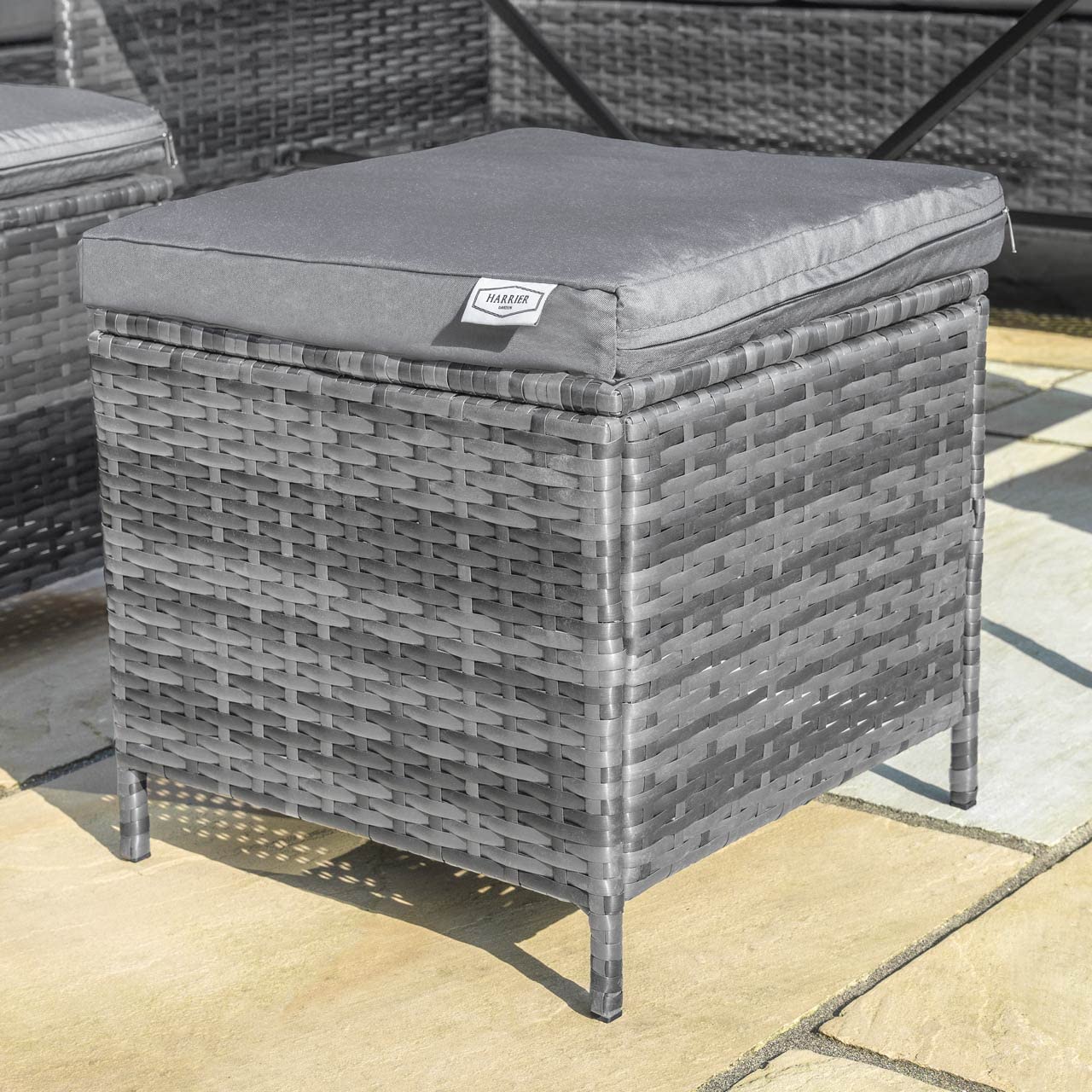 Harrier Rattan Corner Dining Table - 9 Seater Outdoor Corner Sofa - Premium Rattan Garden Furniture Set | Outdoor Sofa + Table (With Cover, Grey)