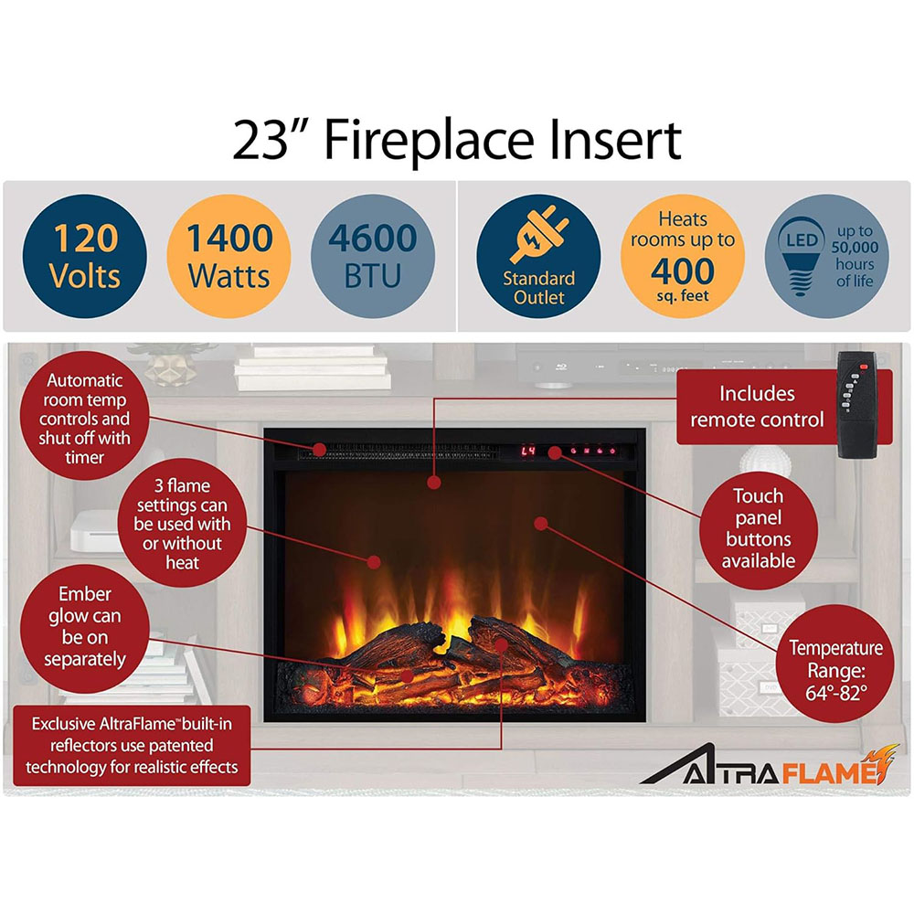Ameriwood Home Mateo 30 Inch Electric Fireplace with Mantel and Shelf