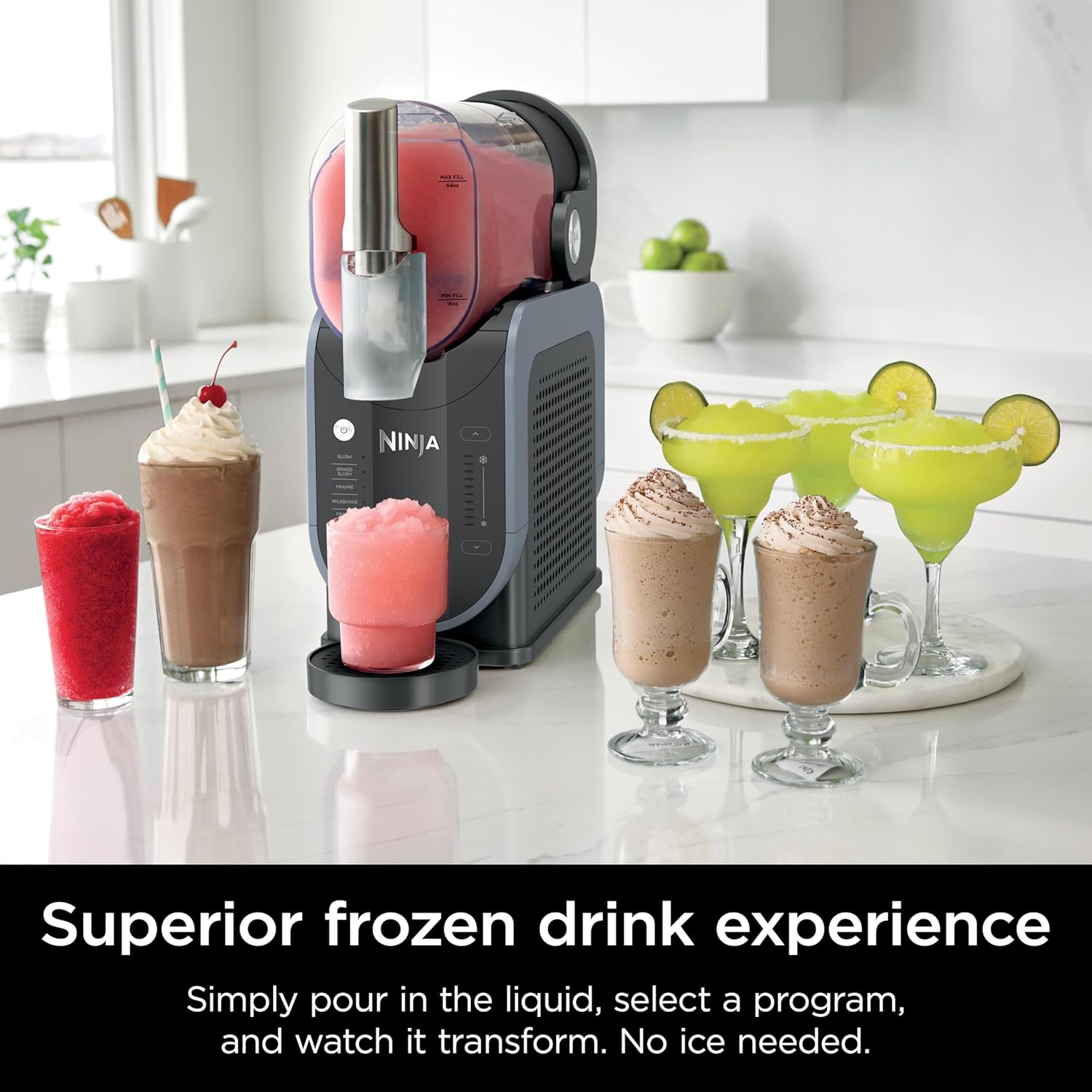 Ninja SLUSHi with RapidChill Technology, 88 oz. Frozen Drink & Slushie Machine, 5 Preset Programs, Margaritas, Frappés, and More, Premium Accents, Black